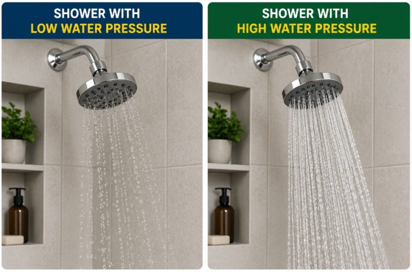 shower water pressure difference
