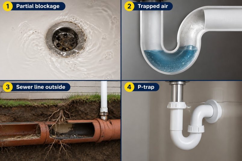 common causes of a gurgling plughole