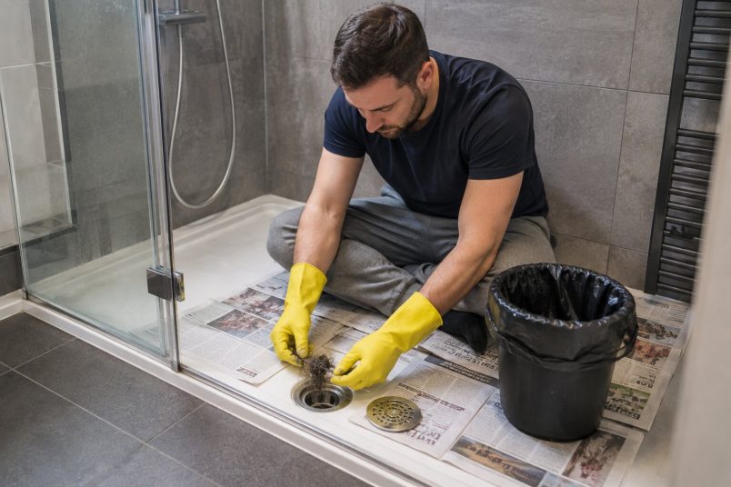 using rubber gloves