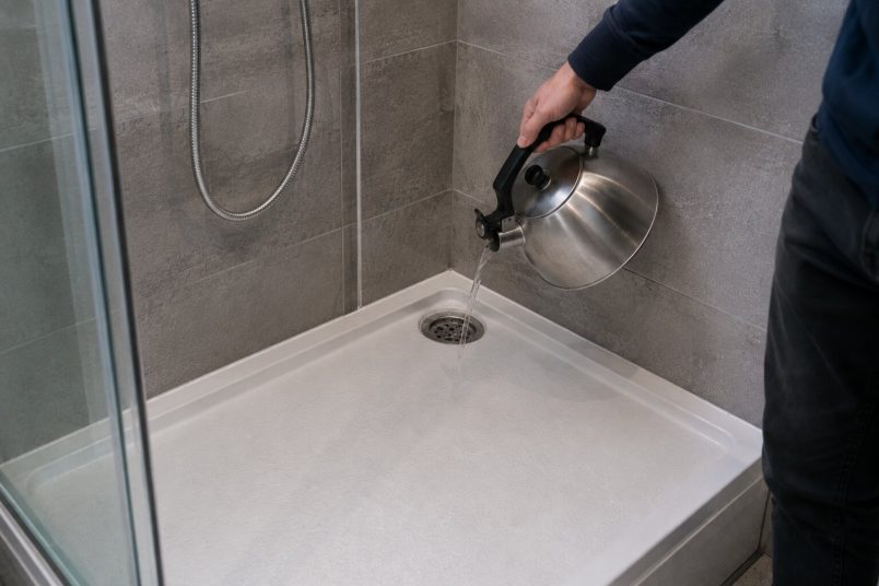 using hot water